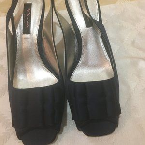 Nina Navy Satin Sling Back Heel